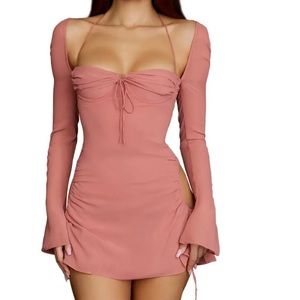 House of CB Baby Halter Long Sleeve Pink Dress